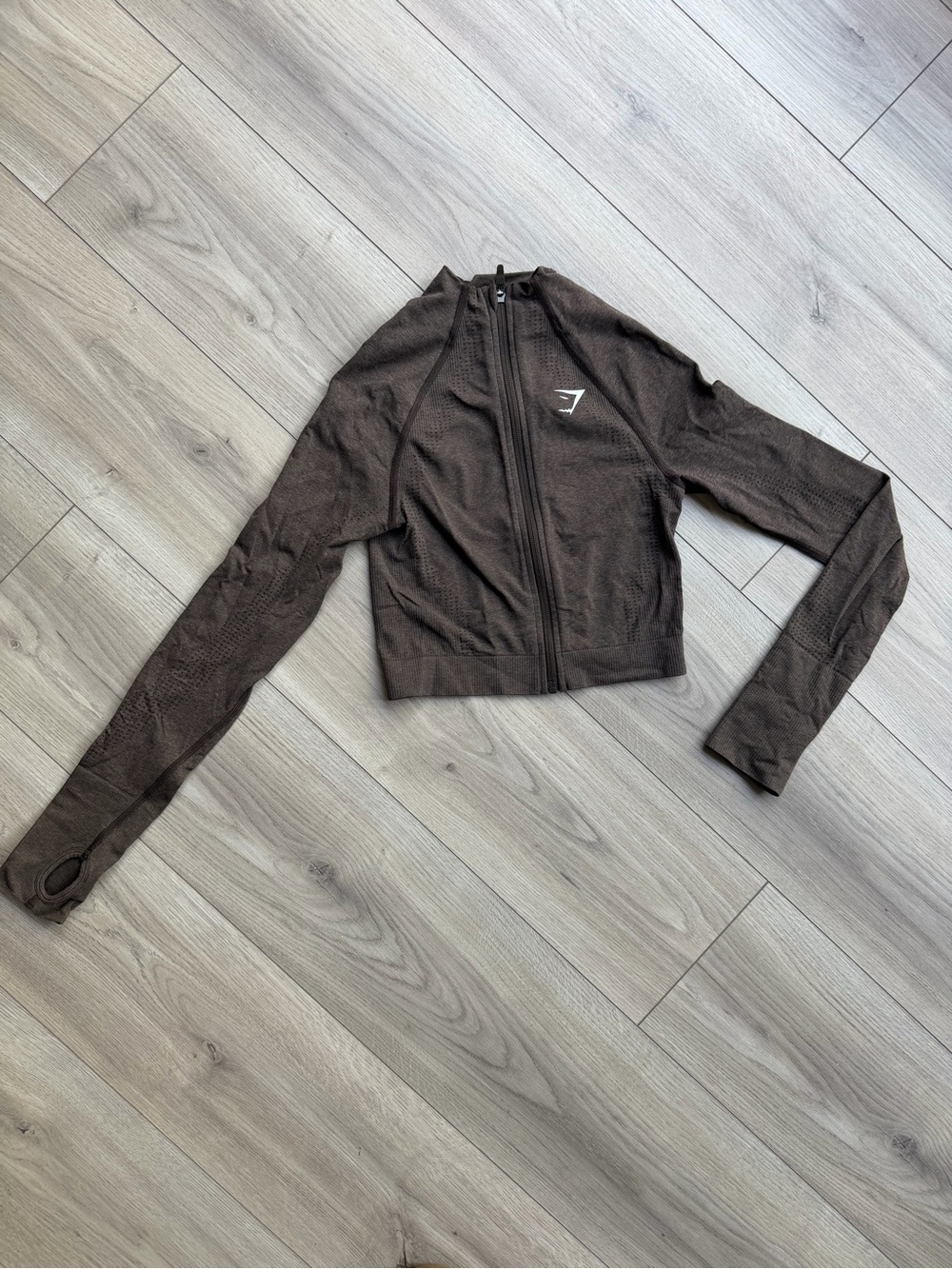 Gymshark Brown Cropped Zip Up Athletic Jacket
